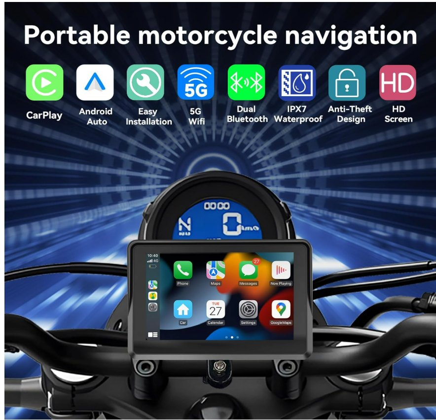 5 Inch Motorcycle Carplay Navigation For Motorbike
