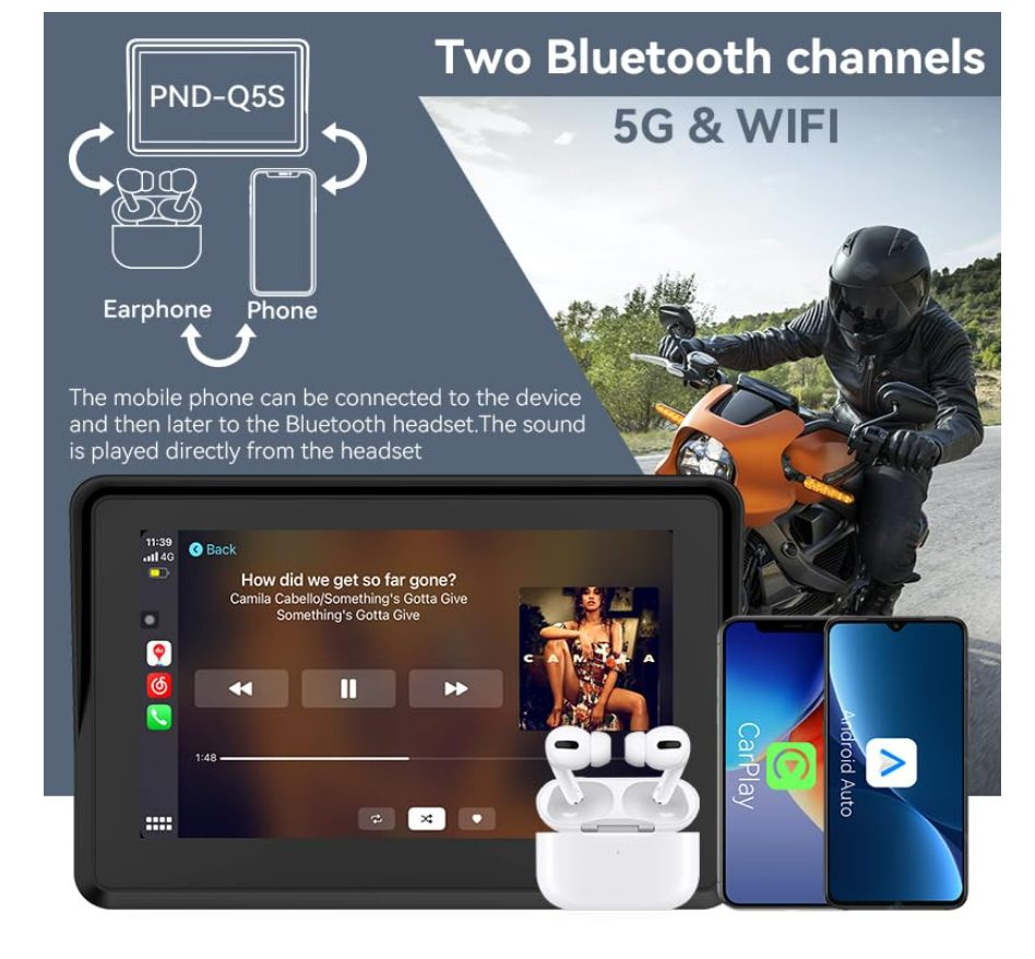5 Inch Motorcycle Carplay Navigation For Motorbike