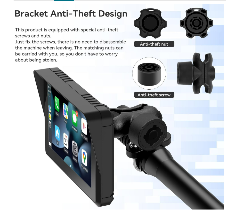 5 Inch Motorcycle Carplay Navigation For Motorbike